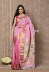 Tyohaar ~ Signature Weave! Handloom Pure Silk Maharani Paithani Saree with Exclusive Maharani Pallu ~ Pink & Golden