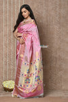 Tyohaar ~ Signature Weave! Handloom Pure Silk Maharani Paithani Saree with Exclusive Maharani Pallu ~ Pink & Golden