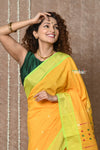 Tyohaar ~ Revival Weave! Handloom Pure Cotton Paithani Saree with Revival Asawali  Pallu ~ Sandy Yellow