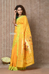 Tyohaar ~ Revival Weave! Handloom Pure Cotton Paithani Saree with Revival Asawali  Pallu ~ Sandy Yellow