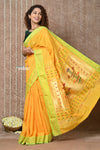 Tyohaar ~ Revival Weave! Handloom Pure Cotton Paithani Saree with Revival Asawali  Pallu ~ Sandy Yellow