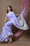 Tyohaar ~ Handloom Pure Silk Paithani Saree with Handcrafted Traditional Double Pallu ~ Lilac