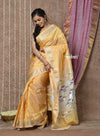 Tyohaar ~ Handloom Pure Silk Paithani Saree with Handcrafted Traditional Double Pallu ~ Amber Yellow (By Government Certified Weavers)