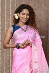 Tyohaar ~ Handloom Pure Silk Paithani Saree with Handcrafted Traditional Double Pallu ~ Blush Pink