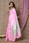 Tyohaar ~ Handloom Pure Silk Paithani Saree with Handcrafted Traditional Double Pallu ~ Blush Pink