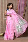 Tyohaar ~ Handloom Pure Silk Paithani Saree with Handcrafted Traditional Double Pallu ~ Blush Pink