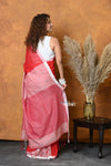 Mastaani ~ Pure Cotton Handloom Saree with Buttis & Sleek Border - Red