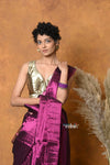 Mastaani ~ Fusion Cotton Tissue Shimmer Saree - Wine