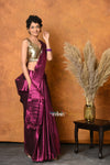 Mastaani ~ Fusion Cotton Tissue Shimmer Saree - Wine