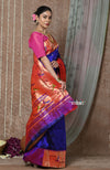 Tyohaar ~ Handloom Pure Silk Paithani Saree with Handcrafted Traditional Pallu~ Royal Blue