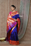 Tyohaar ~ Handloom Pure Silk Paithani Saree with Handcrafted Traditional Pallu~ Royal Blue