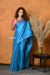 Mastaani ~ Fusion Cotton Tissue Shimmer Saree - Light Blue