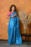 Mastaani ~ Fusion Cotton Tissue Shimmer Saree - Light Blue