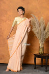 Mastaani ~ Handloom Pure Cotton Saree With Sleek Border - Light Peach