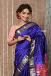 Tyohaar ~ Handloom Pure Silk Paithani Saree with Handcrafted Peacock Pallu ~ Royal Blue (By Government Certified Weavers)