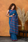 Mastaani ~ Handloom Pure Cotton Saree With Sleek Border - Daisy Blue