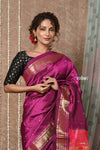 Tyohaar ~ Handloom Pure Silk Paithani Saree with Traditional Peacock Pallu ~ Royal Wine (By Government Certified Weavers)