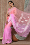 Tyohaar ~ Handloom Khaddi Georgette Saree With Sleek Border ~ Blush Pink (Silk Mark)