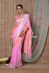 Tyohaar ~ Handloom Khaddi Georgette Saree With Sleek Border ~ Blush Pink (Silk Mark)