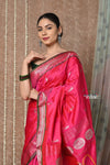 Tyohaar ~ Signature Handloom Pure Silk Paithani Saree with Handcrafted Nath Pallu ~ Blush Pink (By Government Certified Weavers)