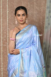 Tyohaar ~ Handloom Pure Silk Paithani Saree with Traditional Peacock Pallu ~ Spruce Blue