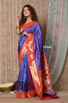 Tyohaar ~ Handloom Pure Silk Muniya Border Paithani Saree with Traditional Double Pallu Pallu ~ Starlight Violet