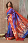 Tyohaar ~ Handloom Pure Silk Muniya Border Paithani Saree with Traditional Double Pallu Pallu ~ Starlight Violet