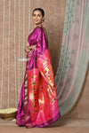 Tyohaar ~ Handloom Pure Silk Paithani Saree with Traditional Double Pallu ~ Wine (By Government Certified Weavers)