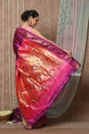 Tyohaar ~ Handloom Pure Silk Paithani Saree with Traditional Double Pallu ~ Wine (By Government Certified Weavers)