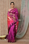 Tyohaar ~ Handloom Pure Silk Paithani Saree with Traditional Double Pallu ~ Wine (By Government Certified Weavers)