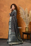 Mastaani ~ Modal Silk Ajrakh Handblock Printed Natural Dyes With Designer Border - Black