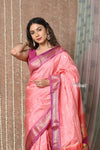 Tyohaar ~ Exclusive! Handloom Pure Silk Paithani with Heritage Asawali Pallu ~ Peach Mauve (By Government Certified Weavers)