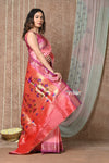 Tyohaar ~ Exclusive! Handloom Pure Silk Paithani with Heritage Asawali Pallu ~ Peach Mauve (By Government Certified Weavers)