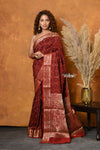 Mastaani ~ Modal Silk Ajrakh Handblock Printed Natural Dyes With Designer Border - Red