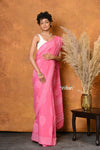 Mastaani ~ Handblock Printed Cotton Saree With Natural Dyes - Dazzling Pink