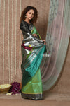 Tyohaar ~ Handloom Pure Silk Muniya Border Paithani Saree with Traditional Radha Krishna Pallu ~ Starlight Green