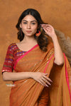 Mastaani ~ Designer Mul Cotton Handloom Saree with Sequins - Orange