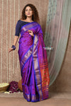 Tyohaar ~ Handloom Pure Silk Paithani Saree with Traditional Double Pallu ~ Dual Tone Purple Pink (By Government Certified Weavers)