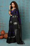 Anokhi ~ Handloom Pure Silk Designer Saree ~ Black and Purple Designer (Limited Edition)