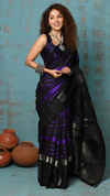 Anokhi ~ Handloom Pure Silk Designer Saree ~ Black and Purple Designer (Limited Edition)