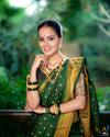 Authentic Pure Silk Handloom Nauvari Paithani Saree in Green