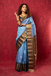 Gadwal Pure Silk Handloom Saree in Powder Blue with Copper Border (Limited Edition)