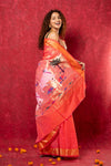 Exclusive! Handloom Pure Cotton Paithani in Most Traditional Pink with Pichwai Pallu