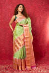 Gadwal Pure Silk Handloom Saree in Lime Green & Yellow with Linear Stripes (Limited Edition)