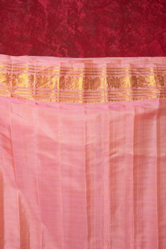 Gadwal Pure Silk Handloom Saree in Lime Green & Yellow with Linear Stripes (Limited Edition)