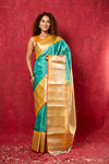 Gadwal Pure Silk Handloom Saree in Sea Green with Yellow Border (Limited Edition)