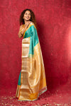 Gadwal Pure Silk Handloom Saree in Sea Green with Yellow Border (Limited Edition)