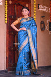 Raaga~ Traditional Handloom Pure Silk Maharani Paithani ~ Firozi