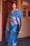 Raaga~ Traditional Handloom Pure Silk Maharani Paithani ~ Firozi