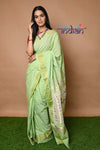 Cottton Paithani - Handloom Fresh Pista Green Paithani with Traditional Double Pallu